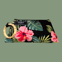 Load image into Gallery viewer, Mai Tai Clutch - Hibiscus Blooms on Black