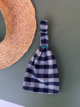 Load image into Gallery viewer, Navy Blue Palaka headwrap next to a papale 
