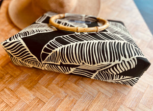 Makena Handbag: Black Banana Leaf