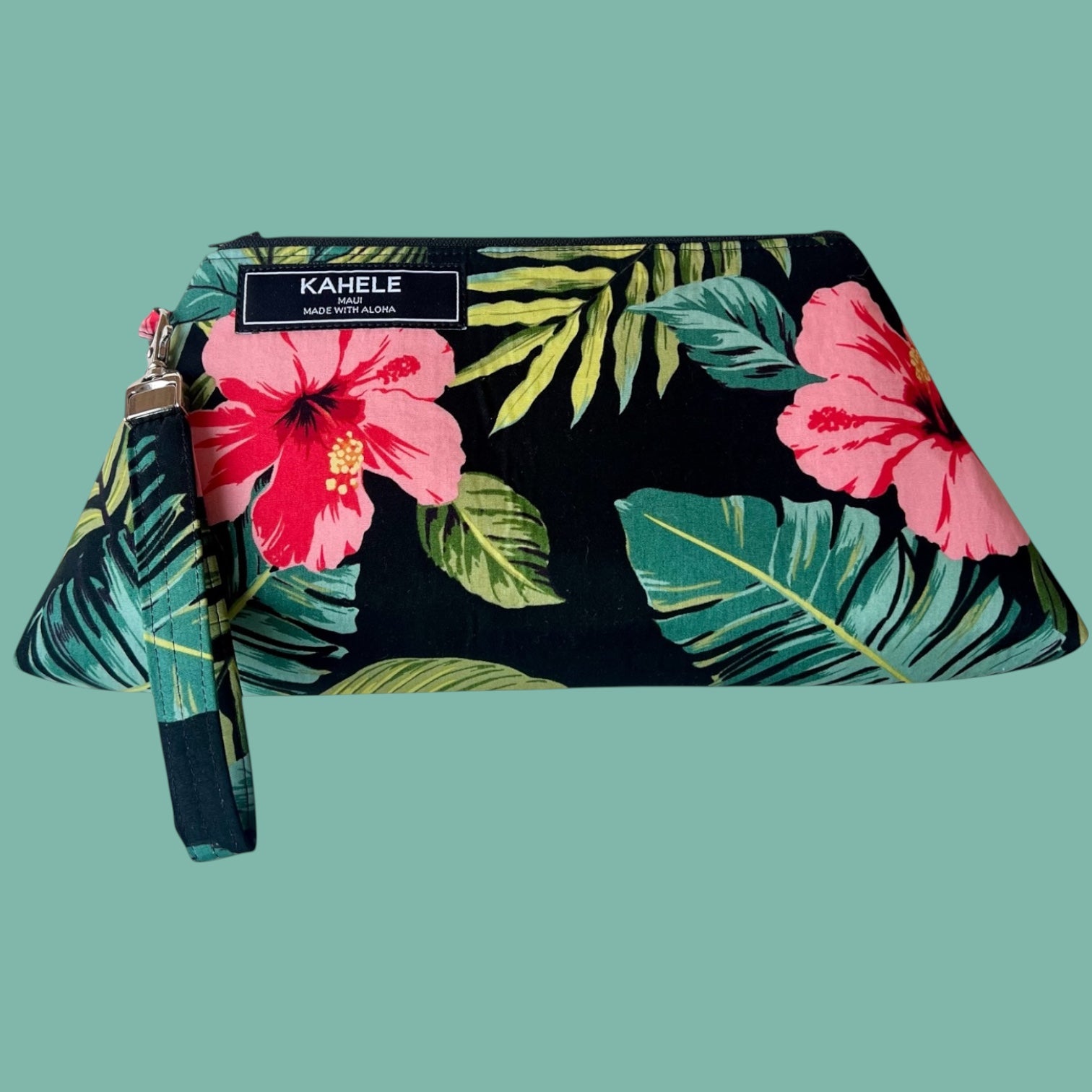 Kahele Maui Mai Tai Clutch - with Bamboo Handle-Hibiscus Bloom in