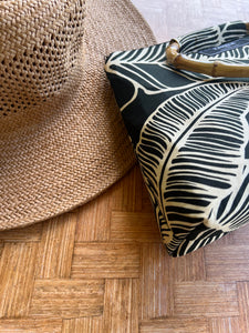Makena Handbag: Black Banana Leaf