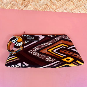 Mai Tai Clutch Retro Kapa Print Bamboo Handle