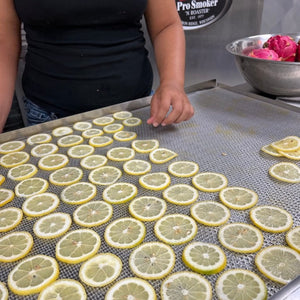 Prepping Maui lemons for our cocktail infusions