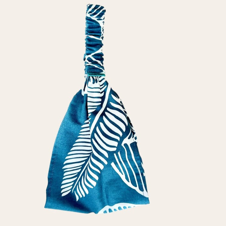 Teal Banana Leaf Pattern Headwrap