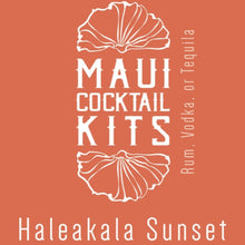 Load image into Gallery viewer, Maui Cocktail Kit Logo and Haleakala Sunset flavor suggesting Rum be used with this infusion. Vodka and Tequila are a close second place
