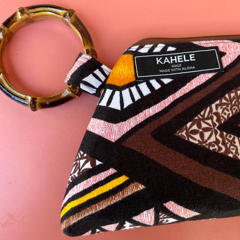 Mai Tai Clutch Retro Kapa Print Bamboo Handle