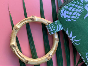 Green Pineapple Bamboo Manini Wristlet